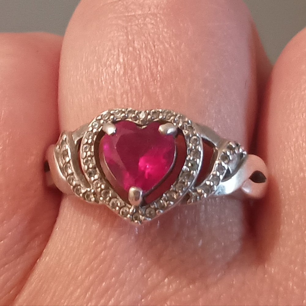 925 Silver Ruby Ring Size 10